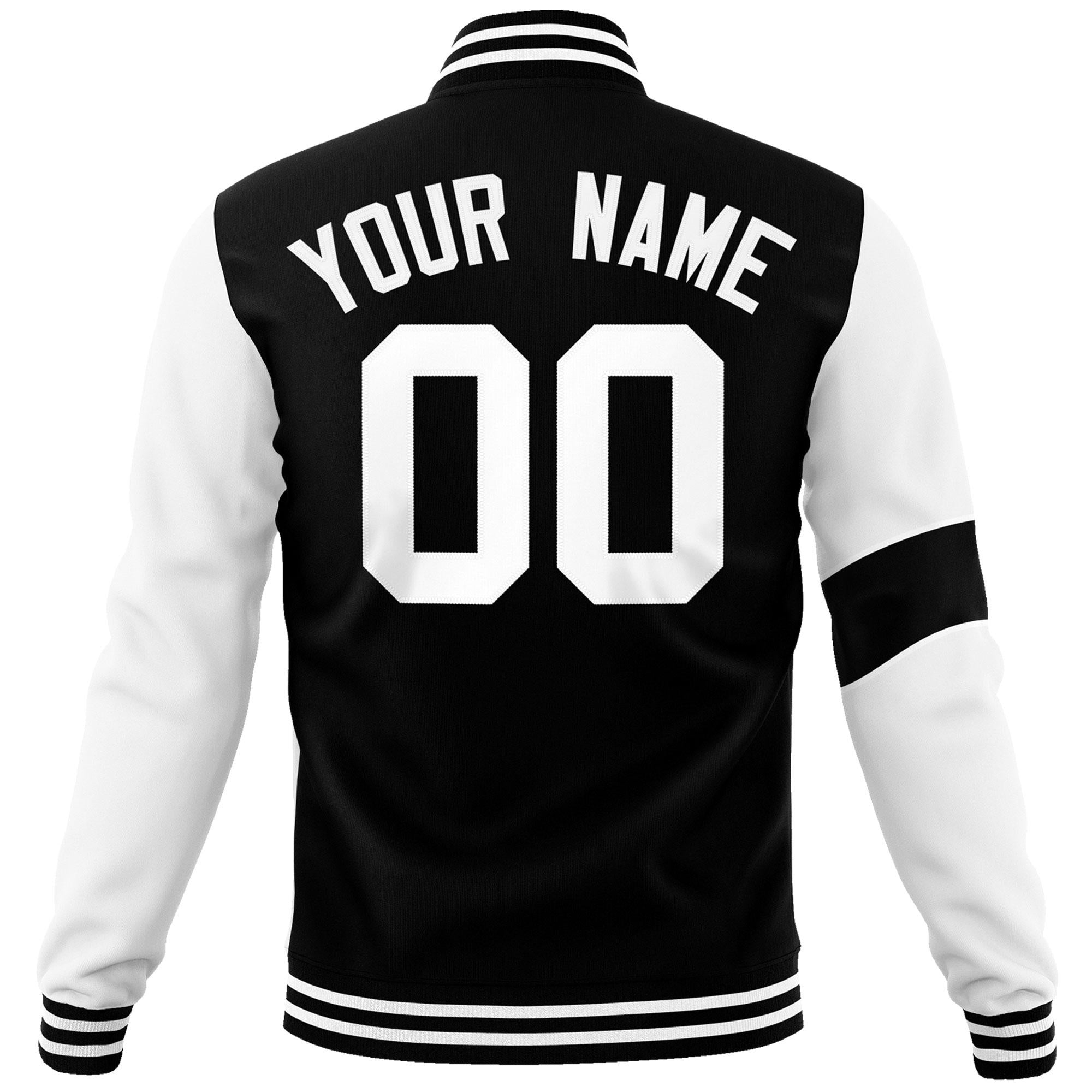 Custom Black White Letterman Two Tone Full-Snap Split Fashion Jacket