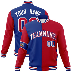 Custom Royal Red-White Letterman Two Tone Full-Snap Split Fashion Jacket