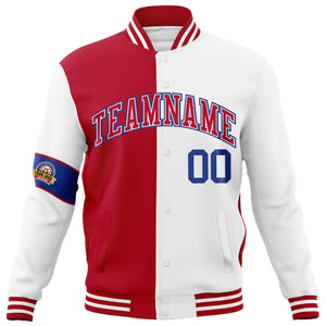 Custom Red White-Royal Letterman Two Tone Full-Snap Split Fashion Jacket