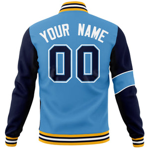 Custom Blue Navy Letterman Two Tone Full-Snap Split Fashion Jacket