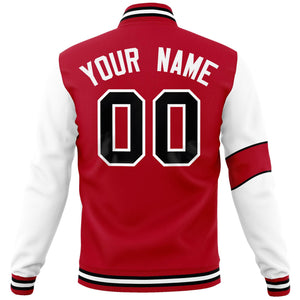 Custom Red White-Black Letterman Two Tone Full-Snap Split Fashion Jacket