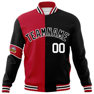 Custom Red Black-White Letterman Two Tone Full-Snap Split Fashion Jacket