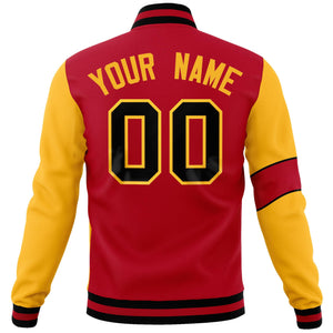 Custom Red Gold-Black Letterman Two Tone Full-Snap Split Fashion Jacket