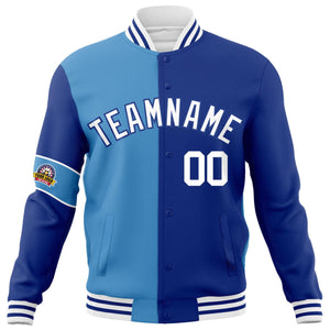 Custom Blue Royal-White Letterman Two Tone Full-Snap Split Fashion Jacket