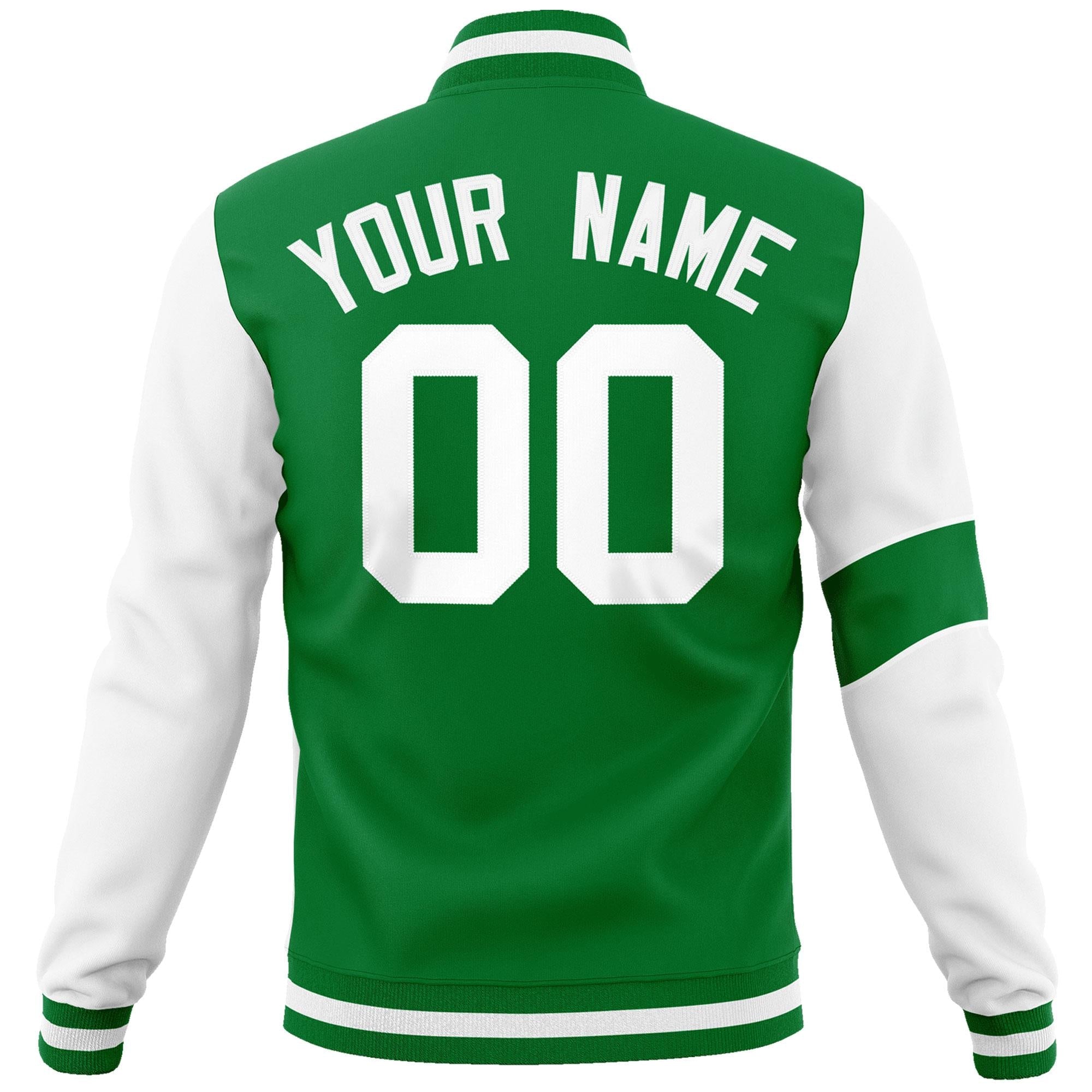 Custom Kelly Green White Letterman Two Tone Full-Snap Split Fashion Jacket