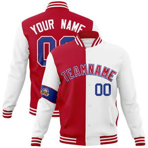 Custom Red White-Royal Letterman Two Tone Full-Snap Split Fashion Jacket