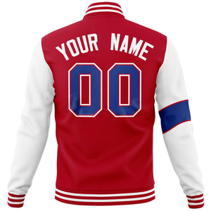 Custom Red White-Royal Letterman Two Tone Full-Snap Split Fashion Jacket