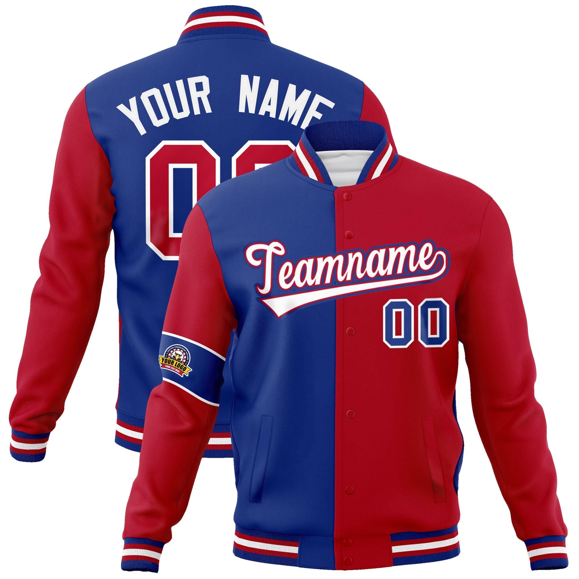 Custom Royal Red-White Letterman Two Tone Full-Snap Split Fashion Jacket