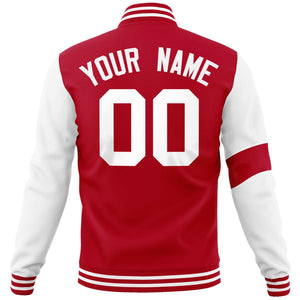 Custom Red White Letterman Two Tone Full-Snap Split Fashion Jacket