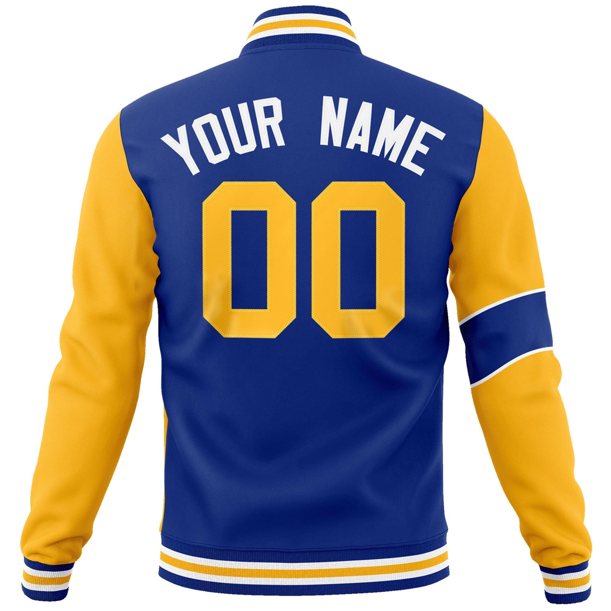 Custom Royal Gold-White Letterman Two Tone Full-Snap Split Fashion Jacket