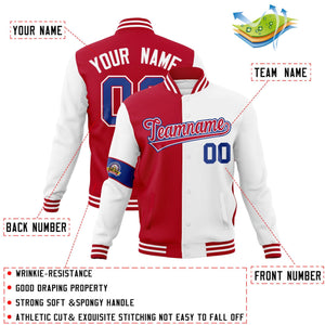 Custom Red White-Royal Letterman Two Tone Full-Snap Split Fashion Jacket