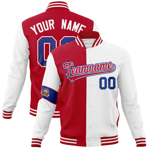 Custom Red White-Royal Letterman Two Tone Full-Snap Split Fashion Jacket