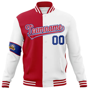 Custom Red White-Royal Letterman Two Tone Full-Snap Split Fashion Jacket