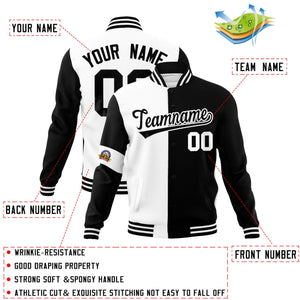 Custom White Black Letterman Two Tone Full-Snap Split Fashion Jacket