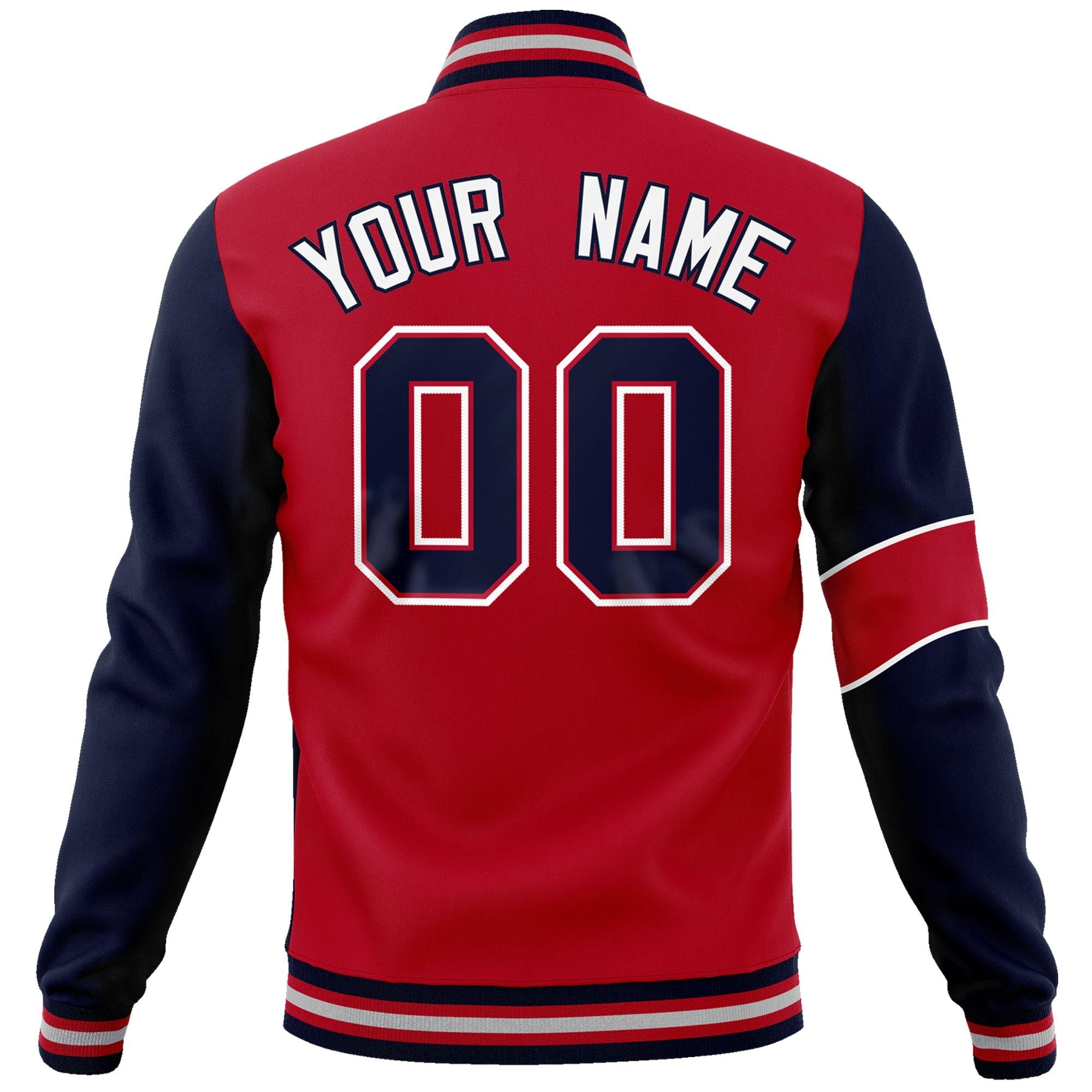 Custom Red Navy-White Letterman Two Tone Full-Snap Split Fashion Jacket