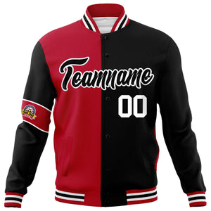 Custom Red Black-White Letterman Two Tone Full-Snap Split Fashion Jacket