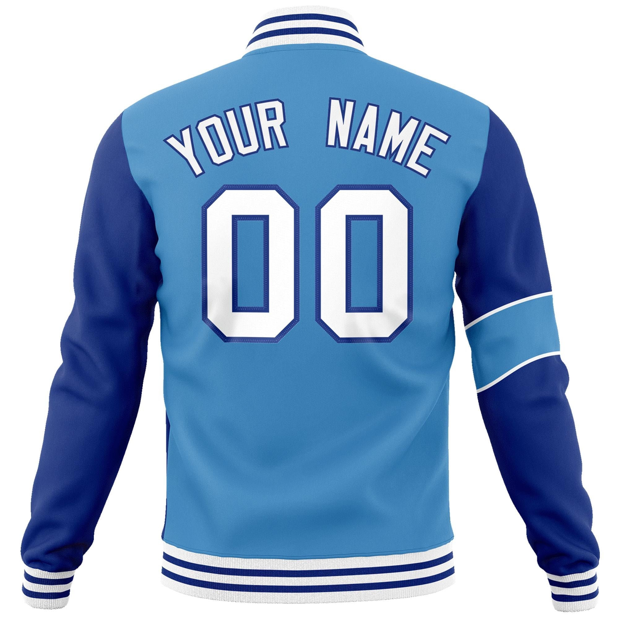 Custom Blue Royal-White Letterman Two Tone Full-Snap Split Fashion Jacket