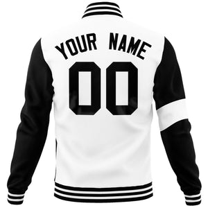 Custom White Black Letterman Two Tone Full-Snap Split Fashion Jacket