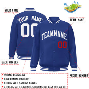 Custom Royal White-Red Letterman Deux tons Style classique Varsity Full-Snap Jacket