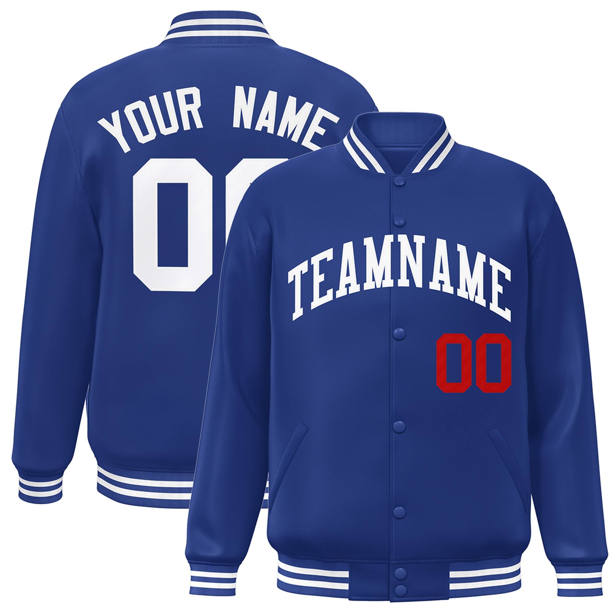 Custom Royal White-Red Letterman Deux tons Style classique Varsity Full-Snap Jacket