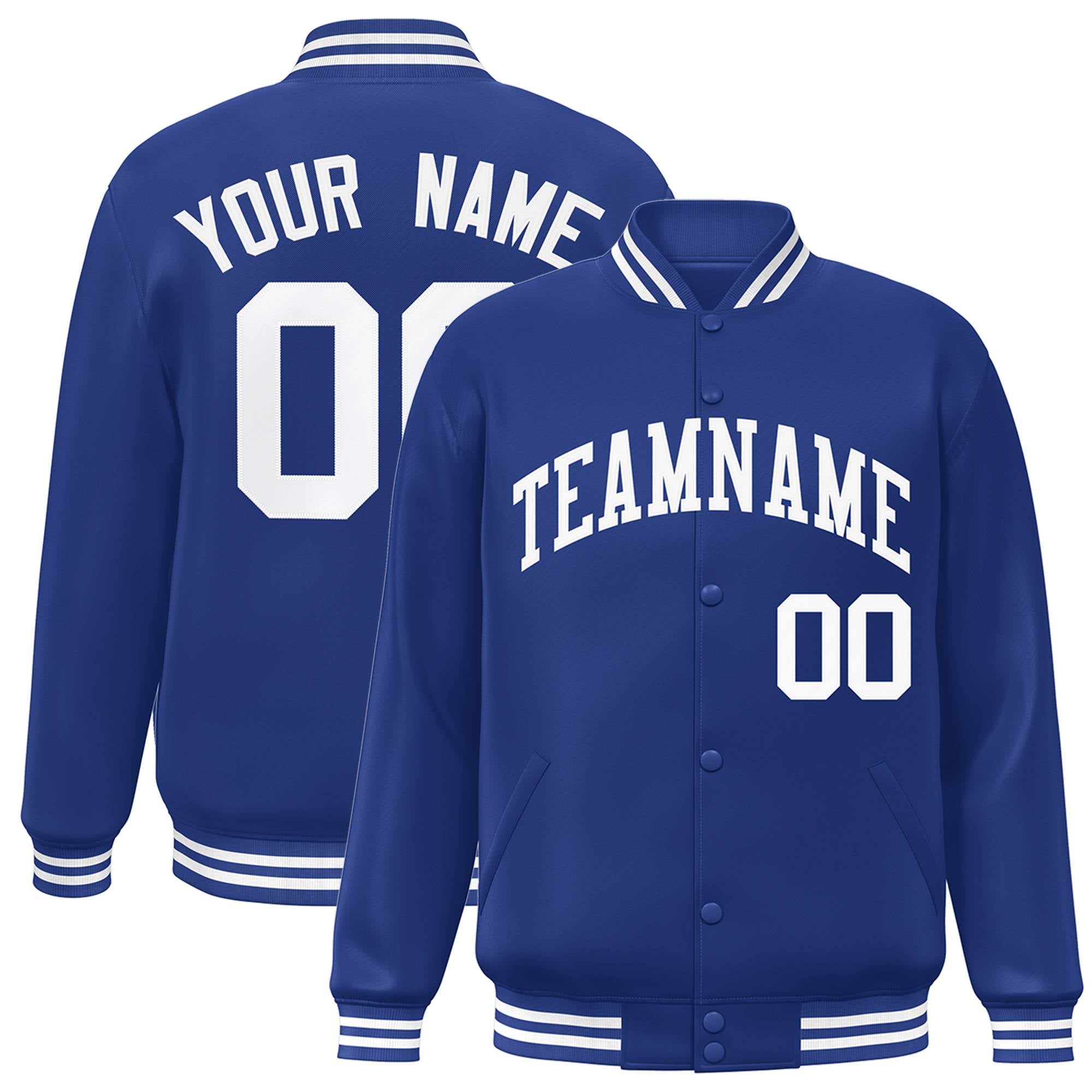 Custom Royal White Letterman Two Tone Classic Style Varsity Full-Snap Jacket