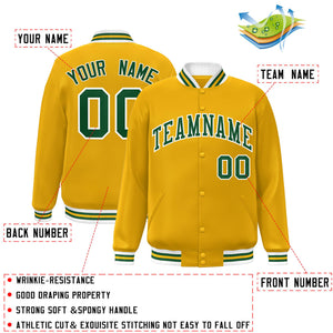 Custom Gold Vert-Blanc Style Classique Varsity Full-Snap Letterman Varsity Jacket