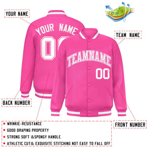 Custom Pink White Varsity Full-Snap Classic Style Letterman Baseball Jacket