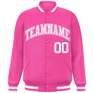 Custom Pink White Varsity Full-Snap Classic Style Letterman Baseball Jacket