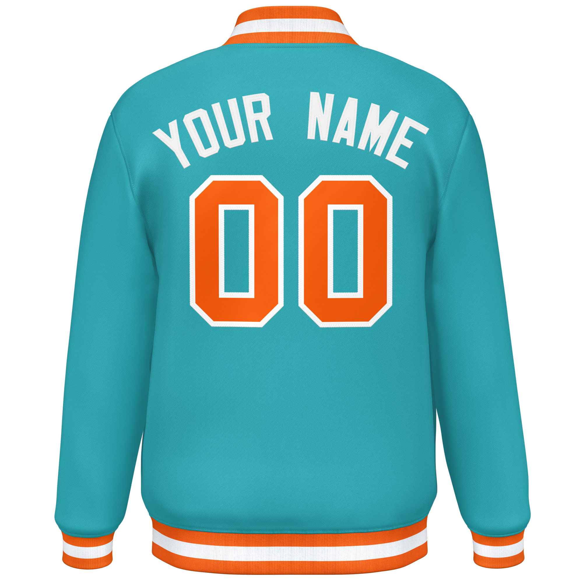 Veste de baseball Letterman personnalisée Aqua Orange-Blanc Varsity Full-Snap de style classique