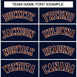 Custom Navy Navy-Orange Raglan Sleeves Varsity Full-Snap Letterman Jacket