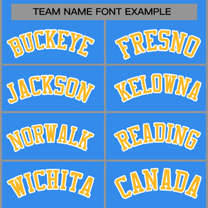 Custom Powder Blue Yellow-White Raglan Sleeves Varsity Full-Snap Letterman Jacket