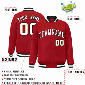 Custom Red White-Black Classic Style Varsity Full-Snap Letterman Jacket