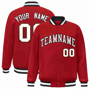 Custom Red White-Black Classic Style Varsity Full-Snap Letterman Jacket