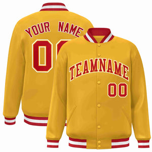 Custom Gold Red-Gold Classic Style Varsity Full-Snap Letterman Jacket