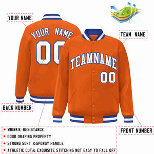 Custom Orange White-Gray Classic Style Varsity Full-Snap Letterman Jacket