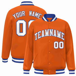 Custom Orange White-Gray Classic Style Varsity Full-Snap Letterman Jacket