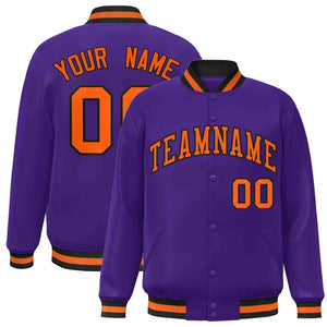 Custom Purple Orange-Black Classic Style Varsity Full-Snap Letterman Jacket