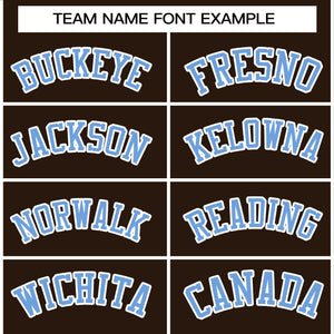 Custom Brown Powder Blue-White Classic Style Varsity Full-Snap Letterman Jacket