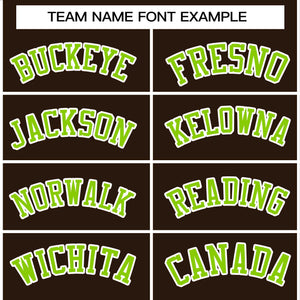 Custom Brown Neon Green-White Classic Style Varsity Full-Snap Letterman Jacket