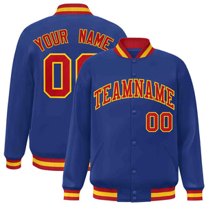 Custom Royal Red-Gold Classic Style Varsity Full-Snap Letterman Jacket