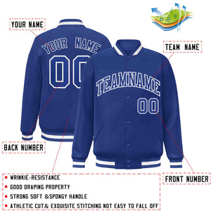 Custom Royal Royal-White Classic Style Varsity Full-Snap Letterman Jacket