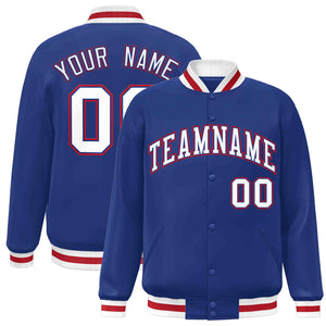 Veste Letterman personnalisée Royal White-Royal Classic Style Varsity Full-Snap