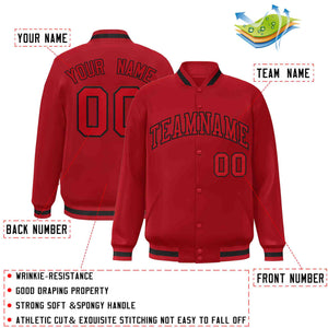 Custom Red Red-Black Classic Style Varsity Full-Snap Letterman Jacket