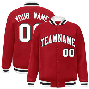 Custom Red White-Gray Classic Style Varsity Full-Snap Letterman Jacket