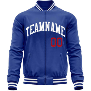 Custom Royal White Classic Style Varsity Full-Zip Letterman Baseball Jacket