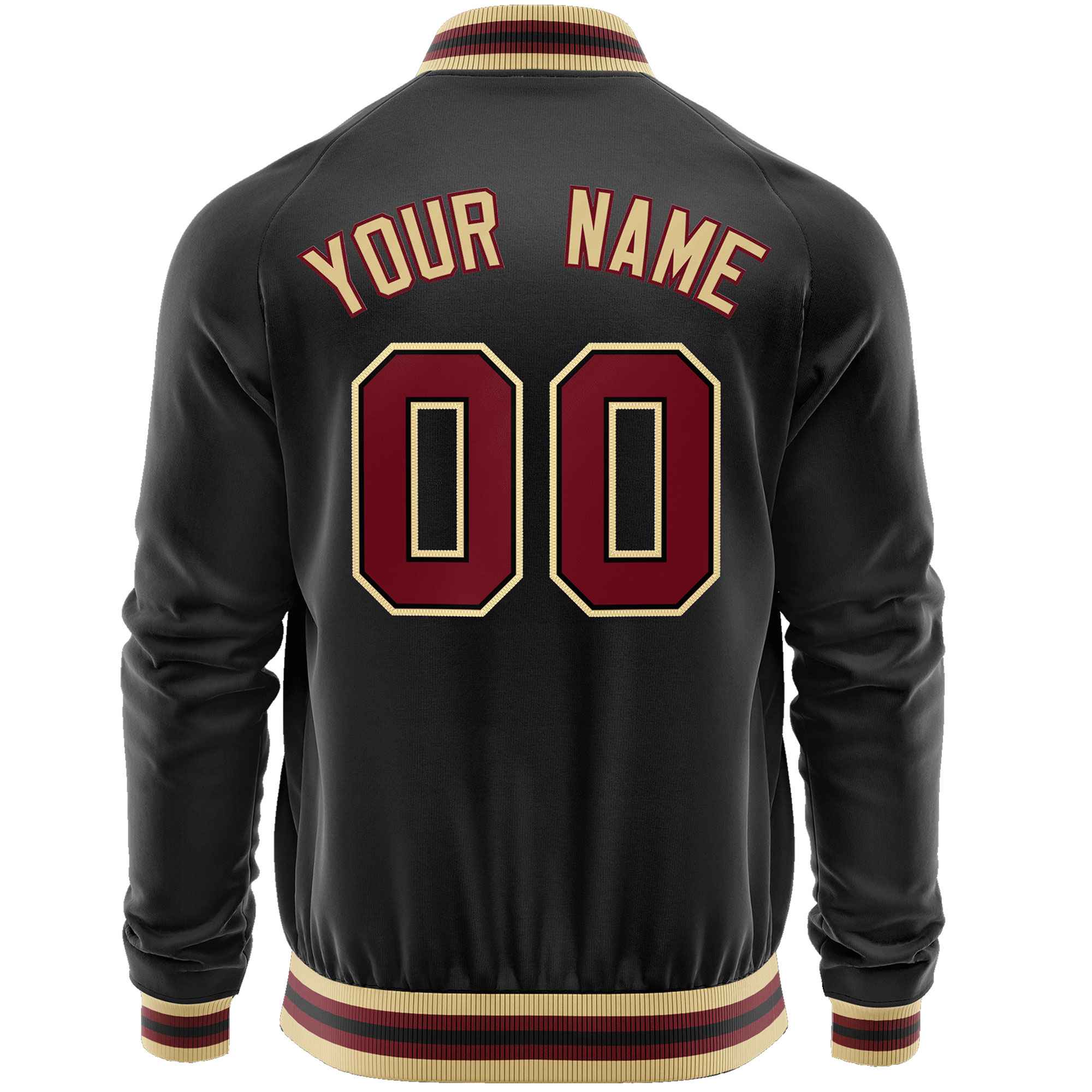 Custom Black Crimson Classic Style Varsity Full-Zip Letterman Baseball Jacket