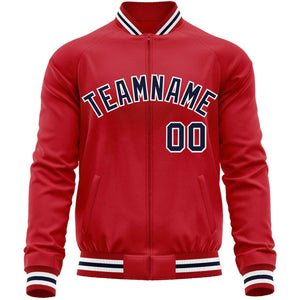 Custom Red Navy Classic Style Varsity Full-Zip Letterman Baseball Jacket