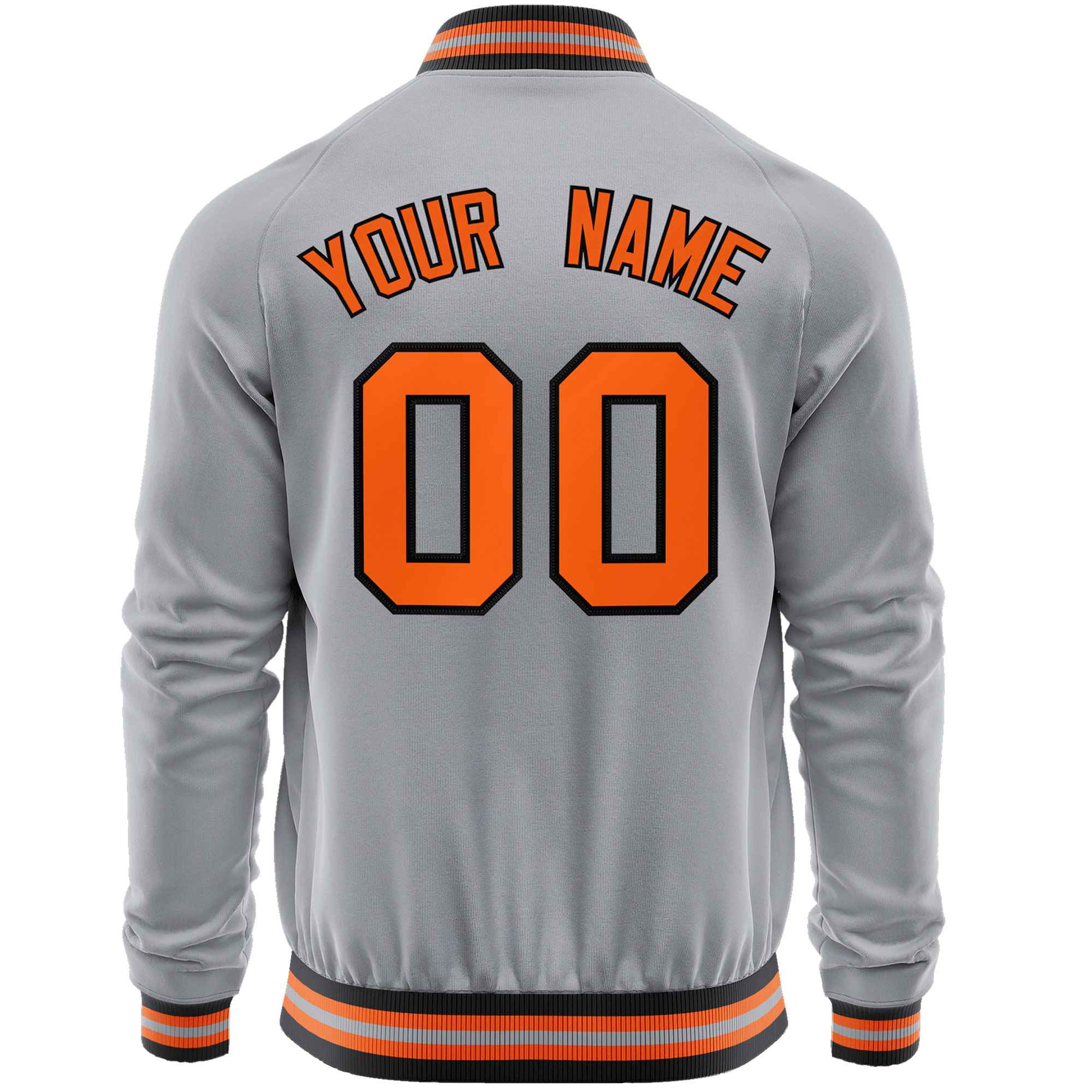 Custom Gray Orange Classic Style Varsity Full-Zip Letterman Baseball Jacket