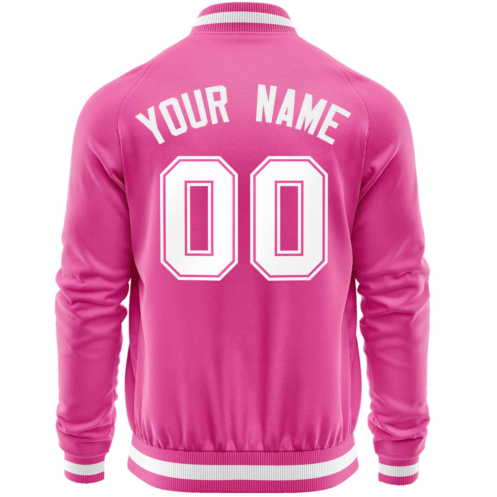 Custom Pink White Classic Style Varsity Full-Zip Letterman Baseball Jacket