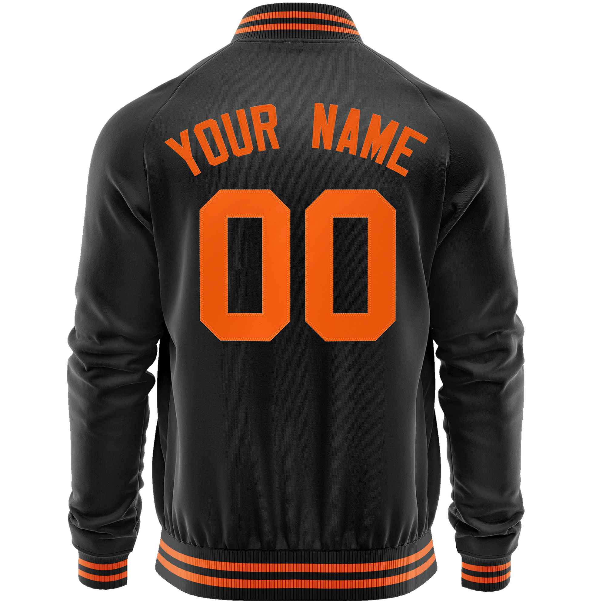 Custom Black Orange Classic Style Varsity Full-Zip Letterman Baseball Jacket